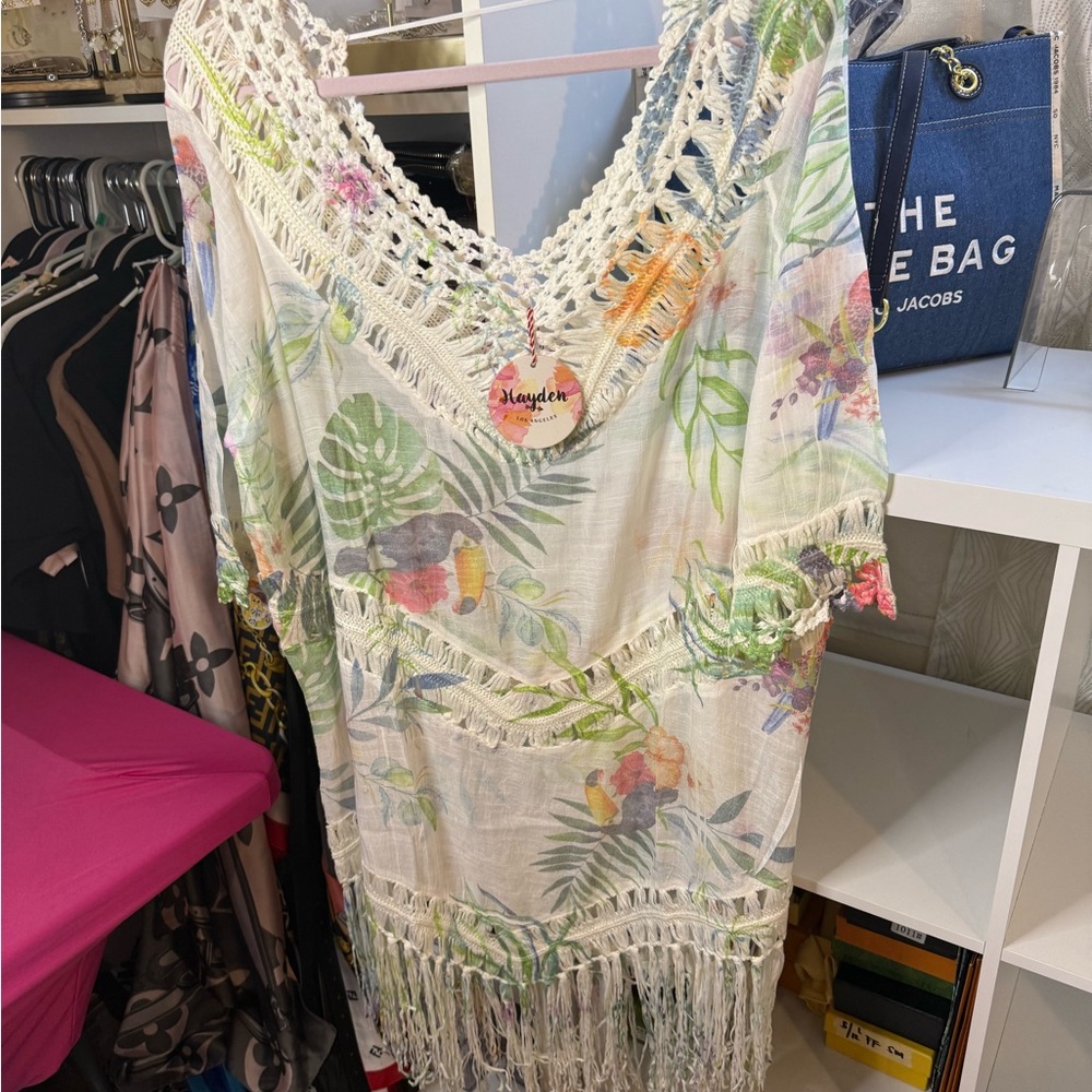 Hayden Tropical Print Crochet Cover-Up